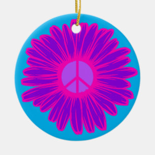 Rosa und lila Friedensmargerite Keramik Ornament