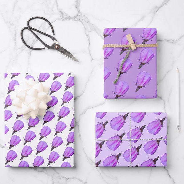 Rosa und Lila Frühlingsblütenfotografie Geschenkpapier Set (Vorderseite)