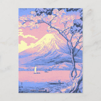 Rosa und Lila Fuji vom Lake Yamanaka Poster Postkarte