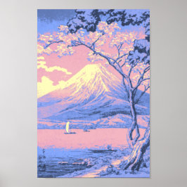 Rosa und Lila Fuji vom Yamanaka-See Poster