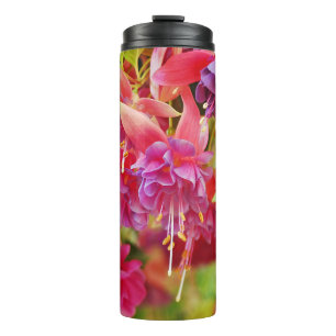 Rosa und lila Fuschia-Blume Thermosbecher