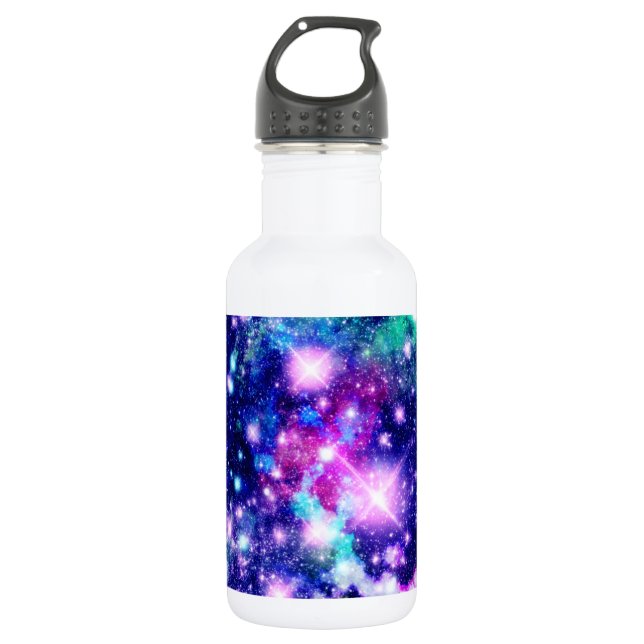 Rosa und lila Galaxie-Sterne Trinkflasche (Vorderseite)