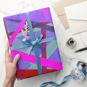 rosa und Lila geometrische Linien Geschenkpapier