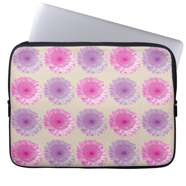 Rosa und lila gerberne Blumenmuster Laptopschutzhülle (Vorderseite)
