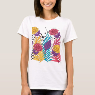 Rosa und lila geschnittene Blume mit komplizierten T-Shirt