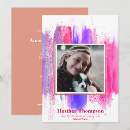 Rosa und Lila gestrichene Glitzer Glitzern Abschlu Einladung