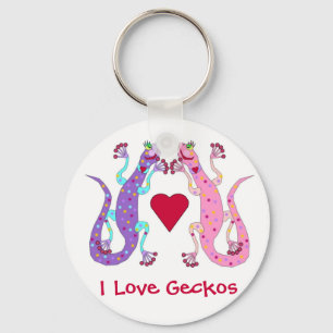 Rosa und Lila Girly Geckos Schlüsselanhänger