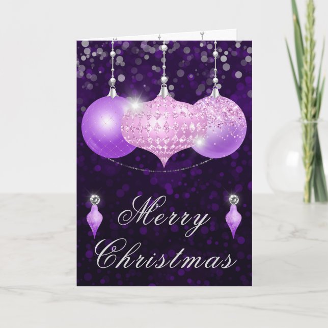 Rosa und Lila Glitzer Baubles Weihnachten (Vorderseite)