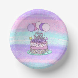 Rosa und Lila Happy Birthday Party Pappteller