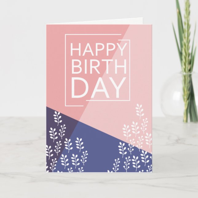 Rosa und Lila Happy Birthday Vines Card Karte (Vorderseite)