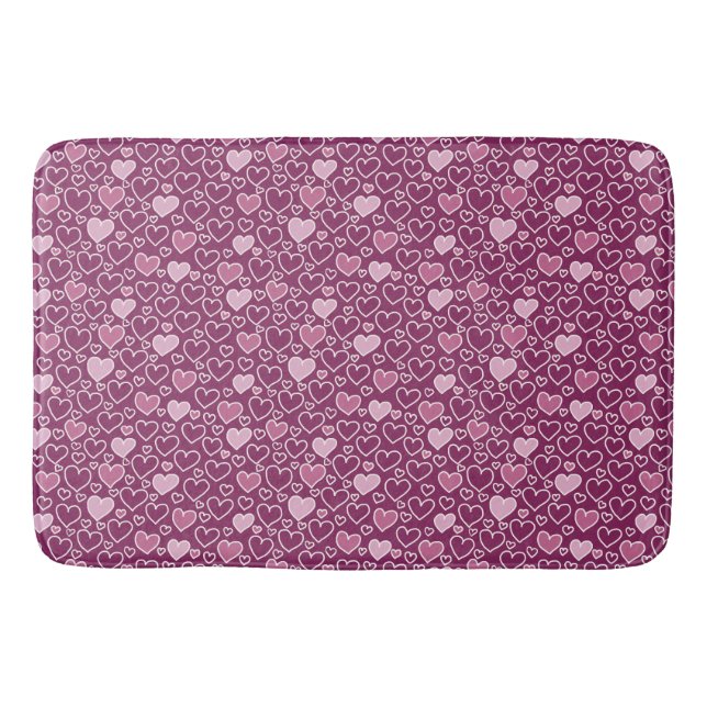 Rosa und Lila Herzen Badematte (Vorderseite)