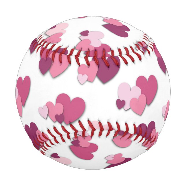 Rosa und Lila Herzen Baseball (Vorderseite)