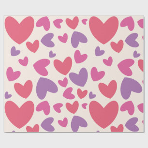 Rosa und Lila Herzen Valentine Geburtstag Geschenkpapier
