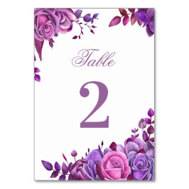 Rosa und lila Hochzeit. Aquarelllila Tischnummer