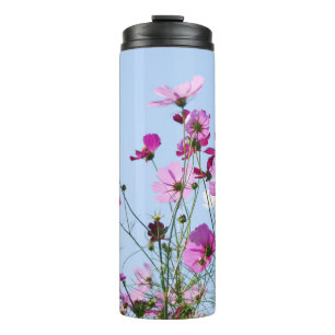 Rosa und lila hübsche Blumenwiese Foto Thermosbecher