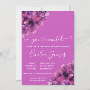 Rosa und Lila Hydrangea Bridal Dusche Einladung