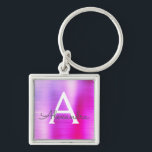 rosa und Lila Imitat Monogramm aus rostfreiem Stah Schlüsselanhänger<br><div class="desc">Hot Pink und Lila Ombre Imitate Edelstahl Metallic Elegant Schlüsselanhänger. Diese Schlüsselanhänger können so angepasst werden,  dass sie Ihren Anfangs- und Vornamen enthalten. Diese Schlüsselketten machen Geburtstags-,  Brautparty- oder Junggeselinnen-Abschied-Favoriten großartig.</div>