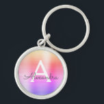 rosa und Lila Imitat Monogramm aus rostfreiem Stah Schlüsselanhänger<br><div class="desc">Pastellrosa,  Orange und Lila Ombre Imitat Edelstahl Metall Elegant Schlüsselanhänger. Diese Schlüsselanhänger können so angepasst werden,  dass sie Ihren Anfangs- und Vornamen enthalten. Diese Schlüsselketten machen Geburtstags-,  Brautparty- oder Junggeselinnen-Abschied-Favoriten großartig.</div>