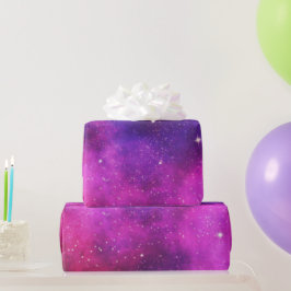 Rosa und Lila Imitate "Space & Stars" Galaxie Geschenkpapier