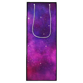 Rosa und Lila Imitate "Space & Stars" Galaxie Geschenktüte Für Weinflaschen