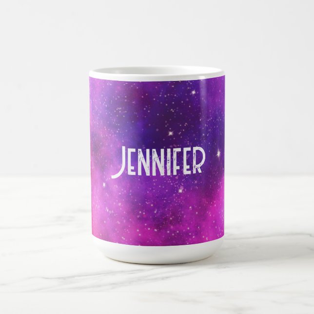 Rosa und Lila Imitate "Space & Stars" Galaxie Kaffeetasse (Mittel)