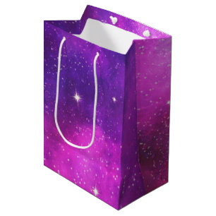 Rosa und Lila Imitate "Space & Stars" Galaxie Mittlere Geschenktüte