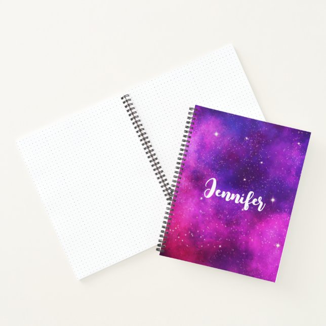 Rosa und Lila Imitate "Space & Stars" Galaxie Notizbuch (Innenseite)