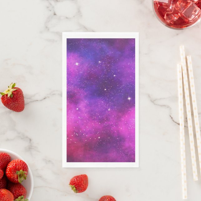 Rosa und Lila Imitate "Space & Stars" Galaxie Serviette (Beispiel)