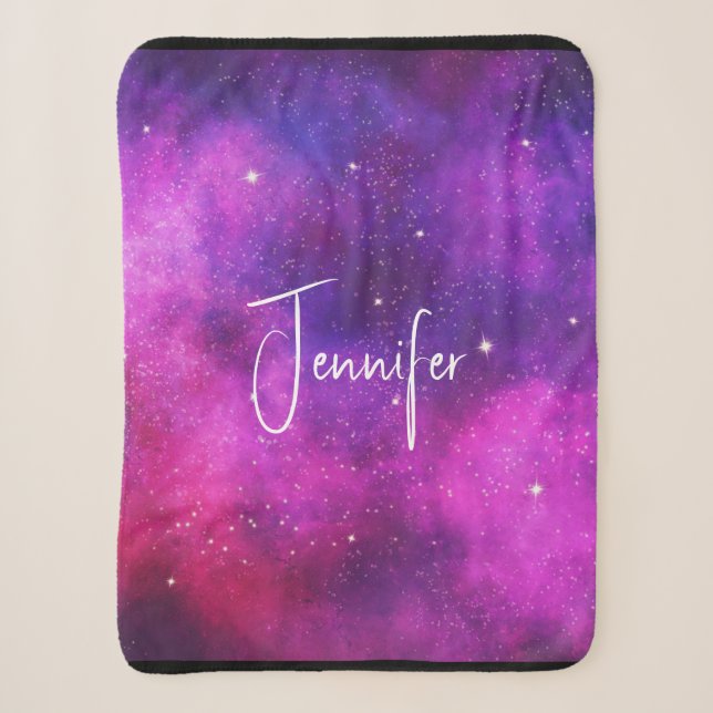Rosa und Lila Imitate "Space & Stars" Galaxie Sherpadecke (Vorderseite)