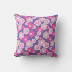 Rosa und Lila kleines, florales Sofa Kissen