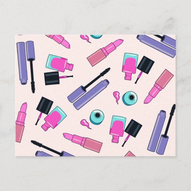 Rosa und Lila Kosmetikmuster Postkarte (Vorderseite)