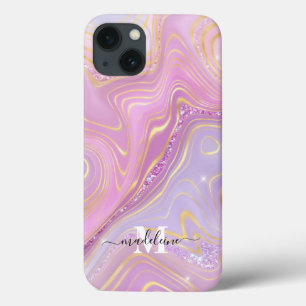 Rosa und Lila Kristall-Marmor, irisierende Agate Case-Mate iPhone Hülle