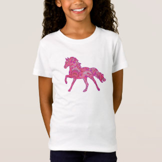 Rosa und lila laufendes PferdeShirt Paisleys T-Shirt