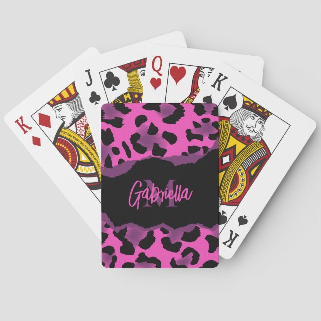 Rosa und Lila Leopardrucke Spielkarten (Rückseite)
