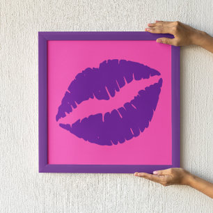 Rosa und lila Lippenstift-Kuss Poster