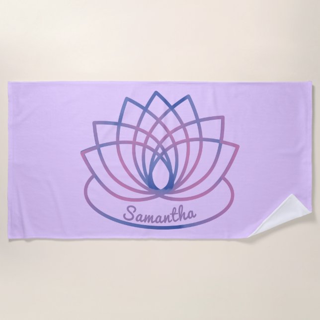 Rosa und Lila Lotus-Blume Strandtuch (Vorderseite)