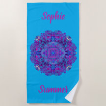 Rosa und Lila Mandala Badetuch