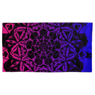 Rosa und lila Mandala-Blume Kissenbezug