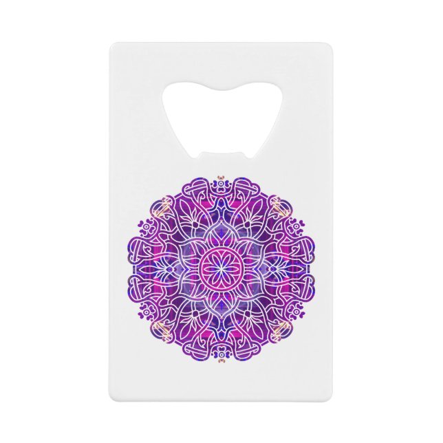 Rosa und Lila Mandala-Muster Geldbeutel Flaschenöffner (Vorderseite)