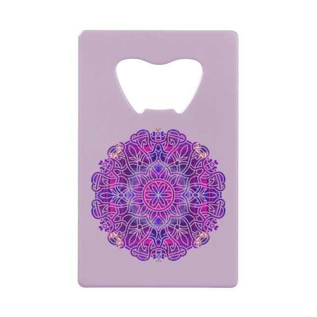 Rosa und Lila Mandala-Muster Geldbeutel Flaschenöffner (Vorderseite)
