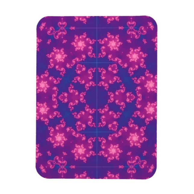 Rosa und Lila Mandela Runde Schneeflocken Magnet (Vertikal)