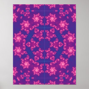 Rosa und Lila Mandela Runde Schneeflocken Poster