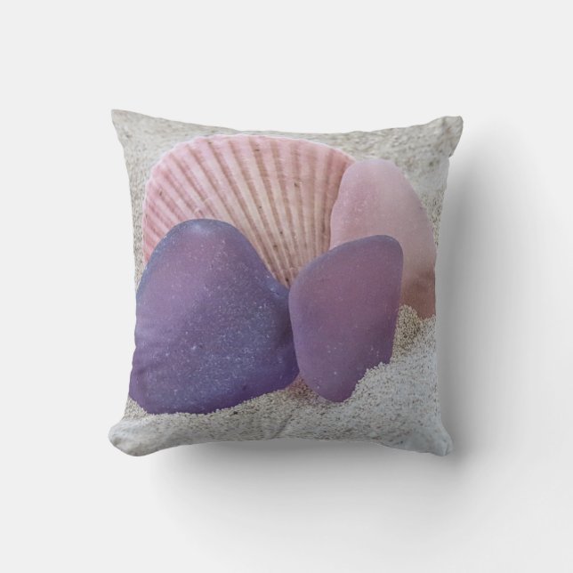 Rosa und lila Meerglas - Kissen (Vorderseite)