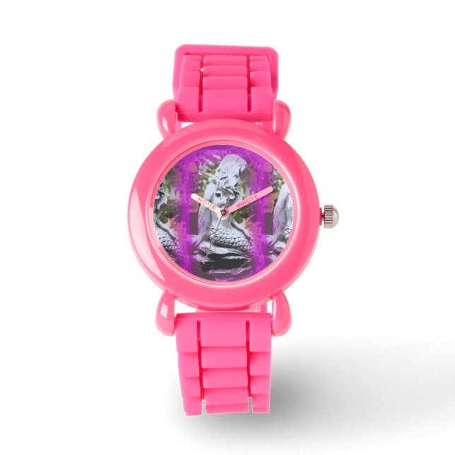 rosa und lila Meerjungfernwache Armbanduhr (Vorderseite)