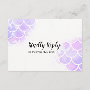 Rosa und Lila Meerjungfrau Inspiriert Hochzeitssze RSVP Karte