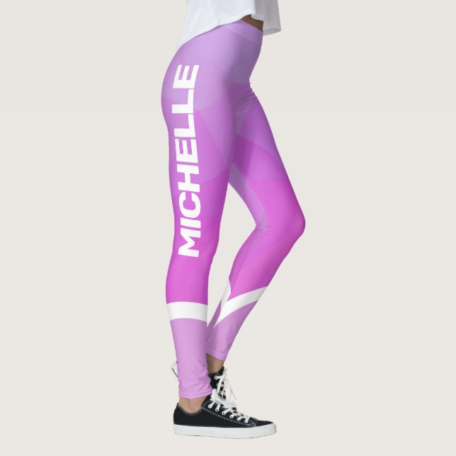 Rosa und lila mit weißem Streifen Leggings (Rechts)
