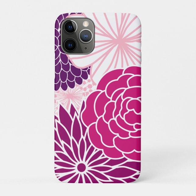 Rosa und lila Mod mit Blumen Case-Mate iPhone Hülle (Rückseite)