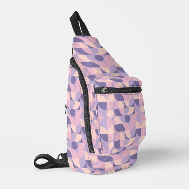 Rosa und Lila modernes Muster Crossbody Bag (Linke Seite)