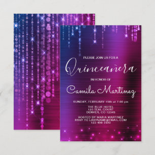 Rosa und Lila modernes Party aus der Quinceanera Einladung