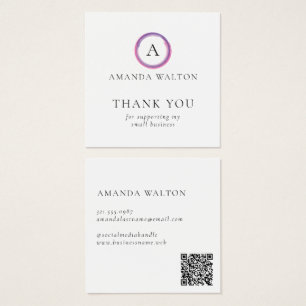 Rosa und lila Monogramm QR-Code-Package Insert